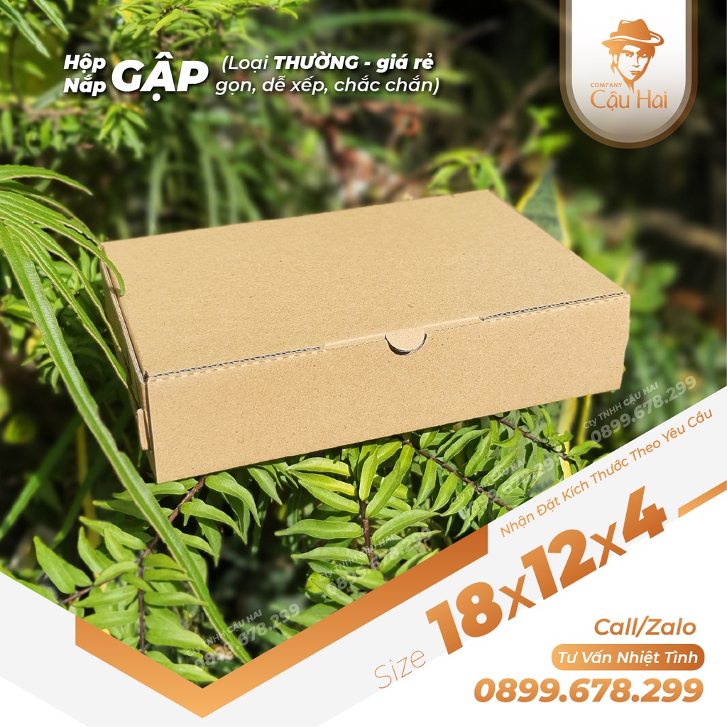 Set 50 Hộp carton nắp GẬP 18x12x4