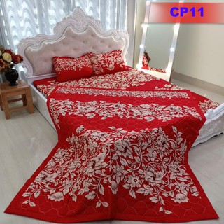 Set Chăn ga gối Cotton Poly 5 món siêu đẹp siêu bền CP11 chăn trần đẹp sắc nét Full 8 màu