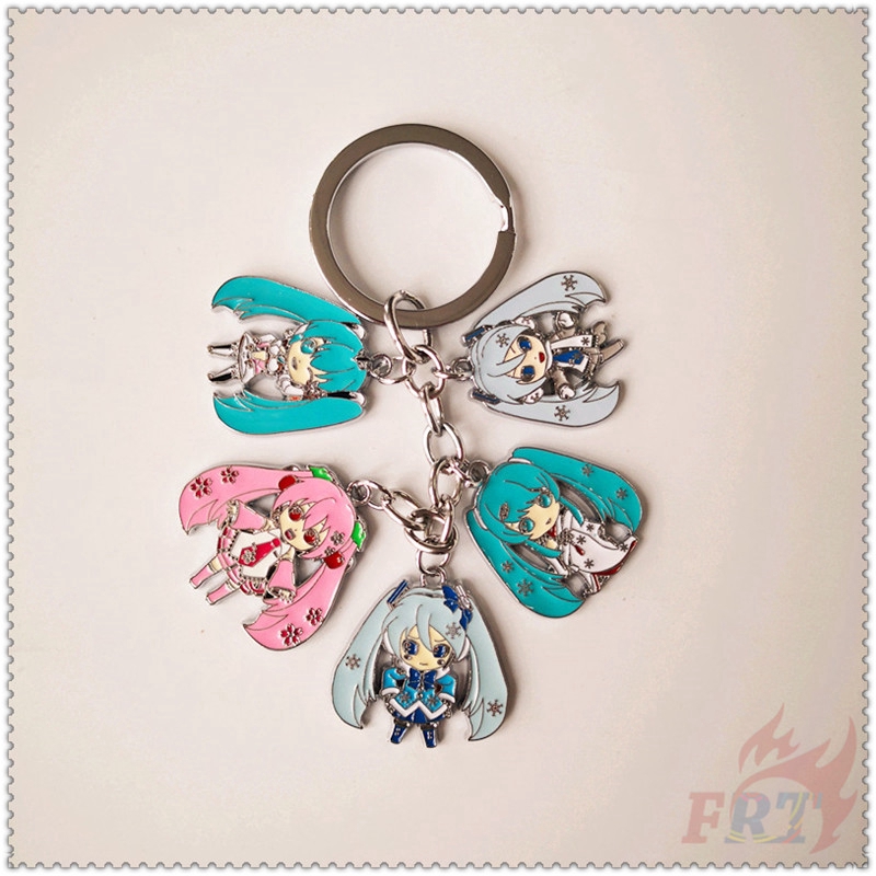 ❀ Hatsune Miku - Snow Sakura 5 Figures Alloy Móc khóa ❀ Anime Fashion Metal Pendant Keyring Keychains