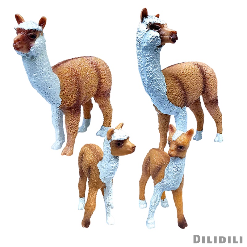 Farm Zoo Animals Figures Toys Realistic Wild Zoo Animals Alpaca Figurines PVC Animals Playset with Alpaca Mom, Alpaca Daddy and Alpaca babies Set of 4