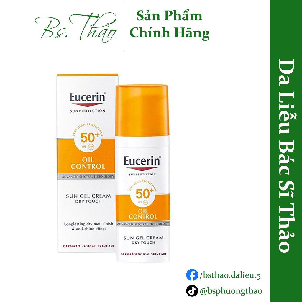 Kem Chống Nắng Eucerin Oil Control, Dành Cho Da Dầu Mụn, Chống Lão Hóa Da (50ml)