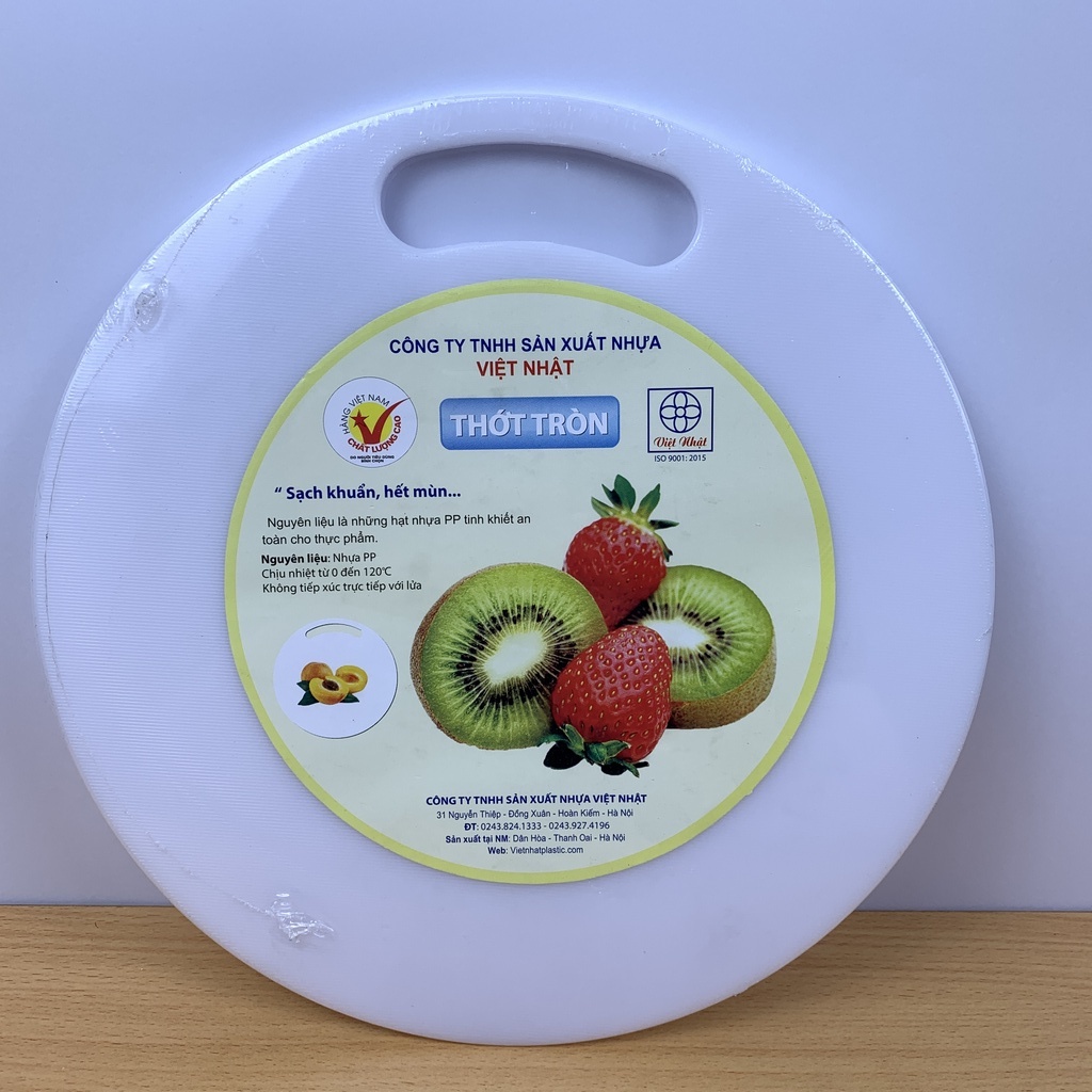 Thớt nhựa tròn trắng thái thịt thái rau an toàn nhà bếp có lỗ treo tường tiện lợi No 5809