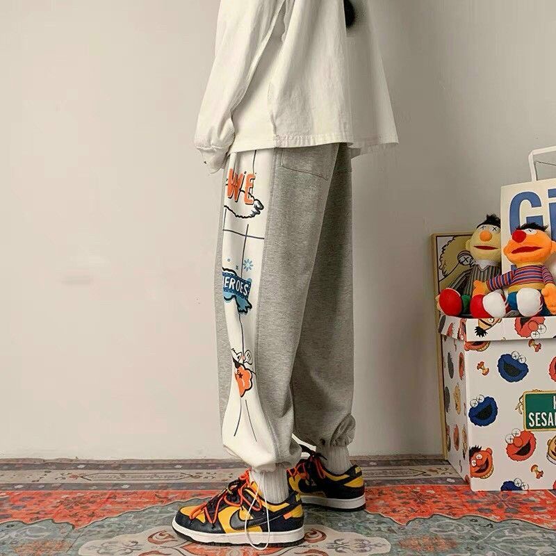 Quần jogger unisex chất thun mềm mịn in hoạt hình, mẫu quần jogger thể thao hè mới kèm video