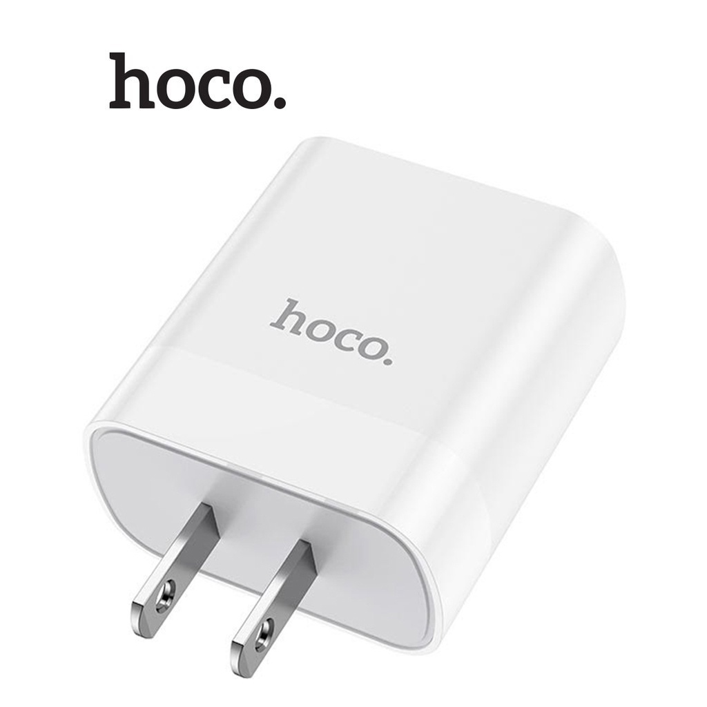 Củ sạc nhanh C80 plus PD20W Hoco 2 cổng Type-C/ USB chân US tiêu chuẩn