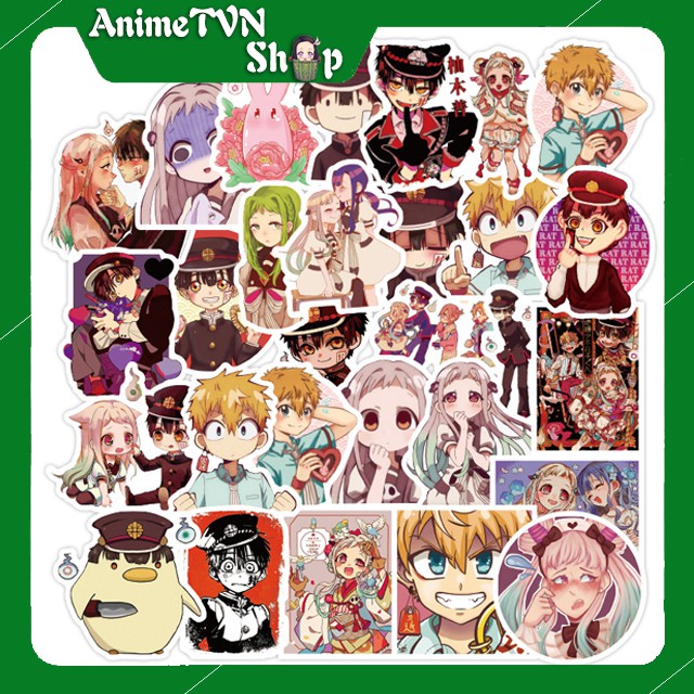 Miếng dán Sticker Anime Manga Jibaku Shounen Hanako-kun (Toilet-Bound) trọn bộ 100 hình - In rõ ràng sắc nét khó tróc