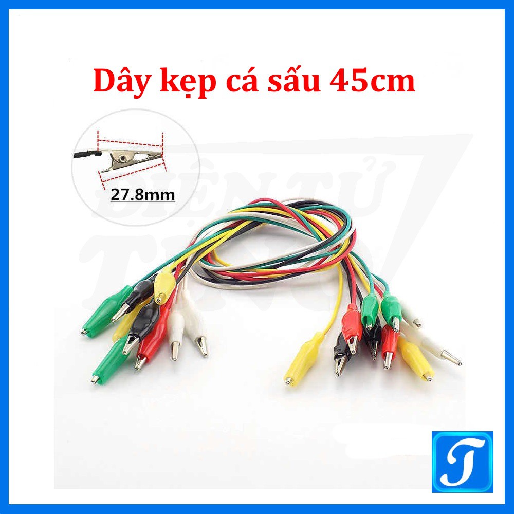 Dây điện kẹp cá sấu 2 đầu Bọc Silicon dài 45cm nhiều màu tùy chọn