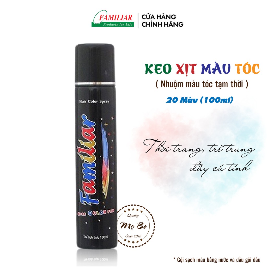 Keo xịt tóc màu Familiar 100ml (nhuộm màu tóc tạm thời)