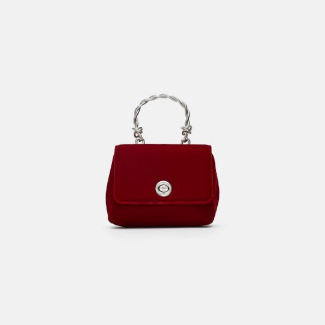 Túi zara nhung đỏ mini size (có sẵn)