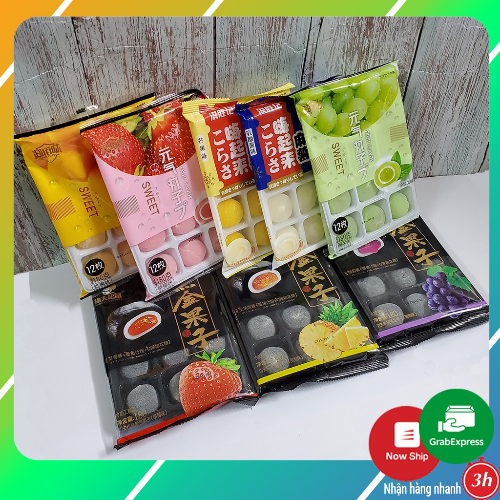 Bánh Mochi khay kem lạnh vị hoa quả mỗi gói 12 chiếc bánh thơm ngon