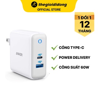 Adapter sạc 2 cổng usb type c pd 60w anker powerport atom iii a2322 trắng