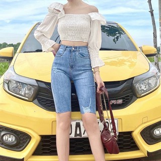 Quần Ngố Jeans Lưng Cao Form Ôm Dáng  QJ09