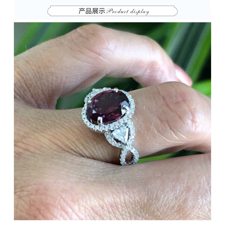 Nhẫn đính hạt kim cương hạt ngọc ruby làm quà tặng ngày cưới