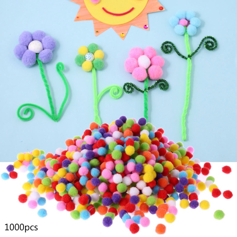 Pom Pom 1 cm 10 cục bông tròn nhiều màu làm treo nôi cho bé, làm slime, trang trí handmade Pinky Shop mã PPT1