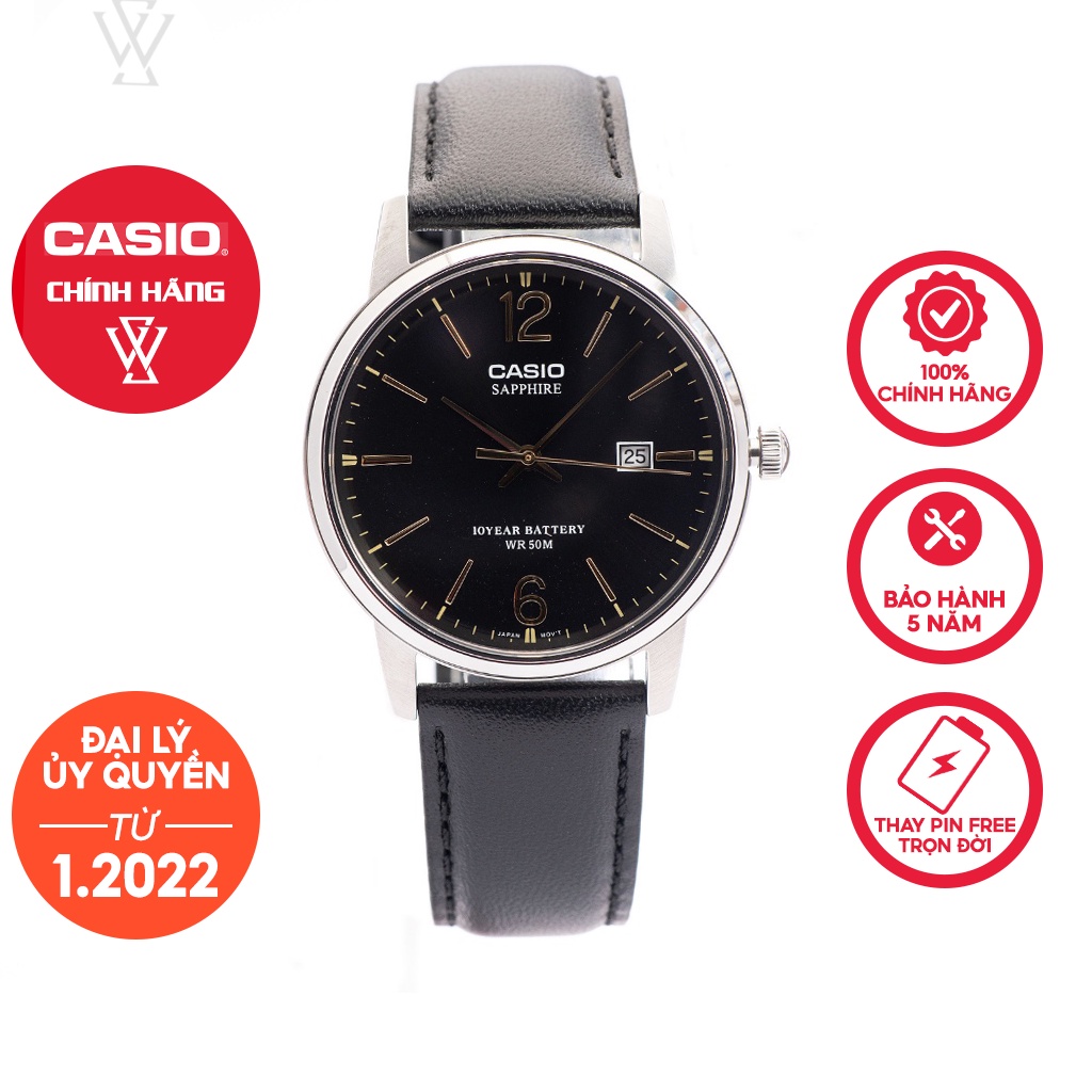 Đồng Hồ Quartz Nam Casio WATCHSTORE MTS-110L-1AVDF Thiết Kế Kính Sapphire 39mm, Dây Da, Vỏ Thép Không Gỉ
