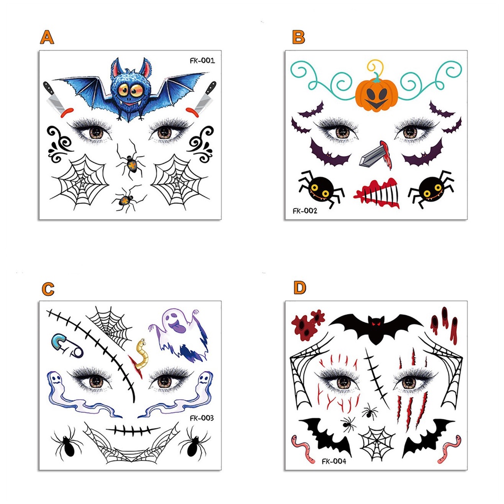 Hình Xăm Dán Mặt Và Cơ Thể Phong Cách Halloween Độc Đáo