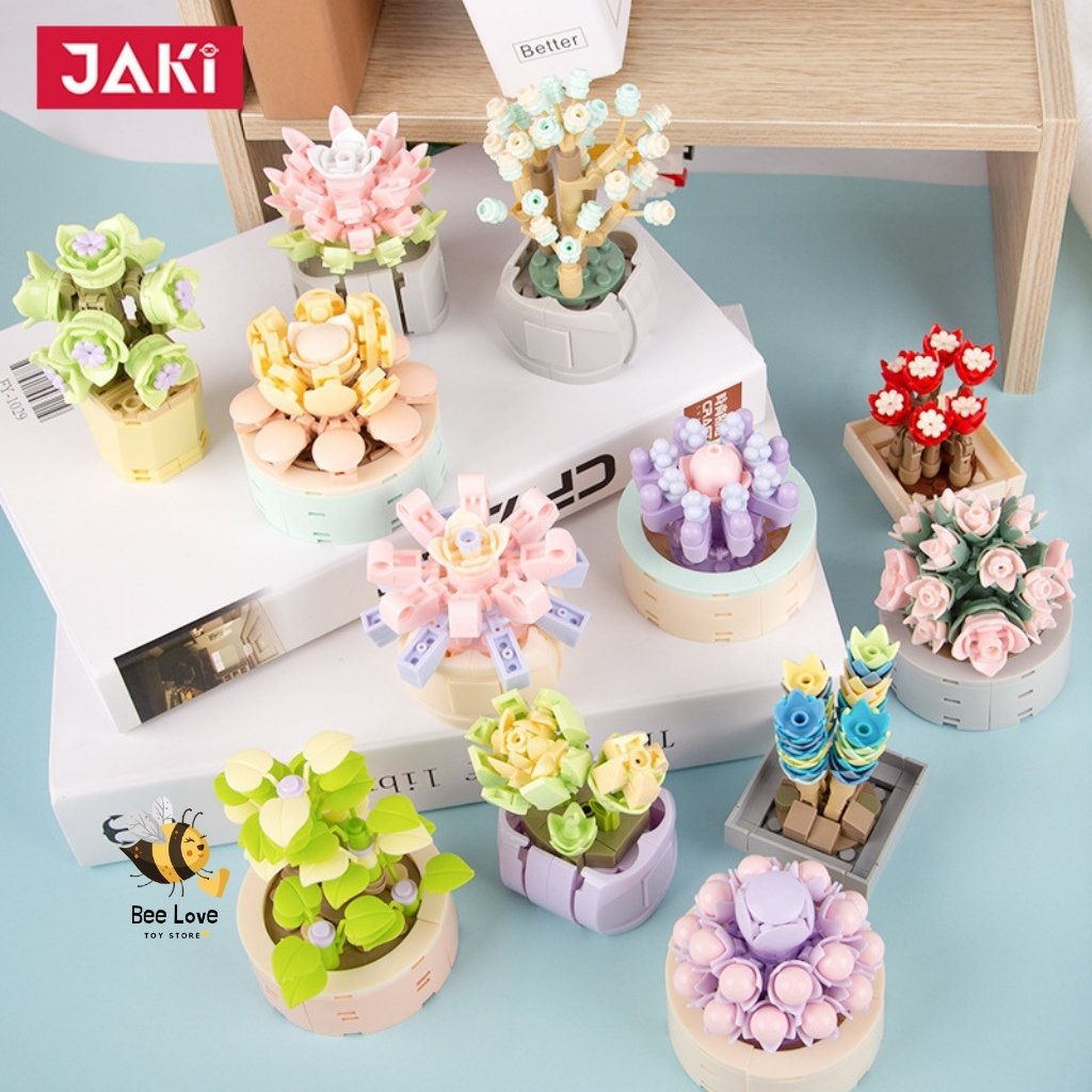 Đồ chơi lắp ráp chậu cây hoa Sen đá nhiều mẫu lắp ghép thông mình mô hình cây trang trí độc đáo