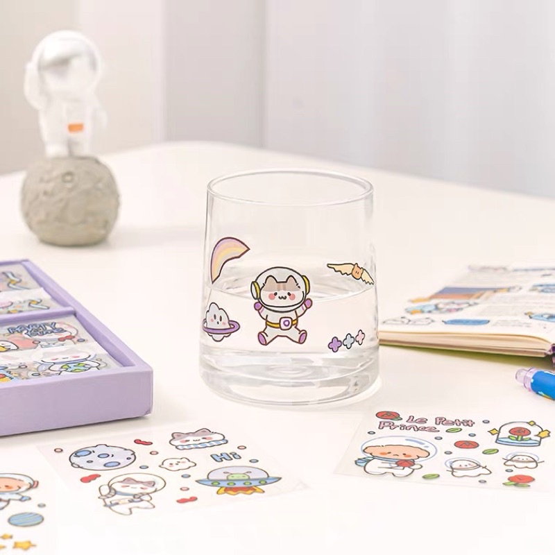 Sticker hộp 100 tấm cute CuteCute Planet  - Tặng Hình Xăm Dán