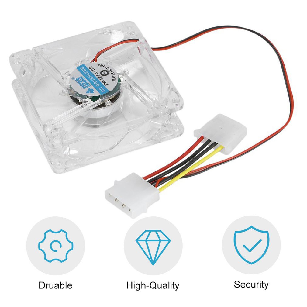 Quạt tản nhiệt có đèn led dạ quang 80mm 8025 12V cho máy vi tính