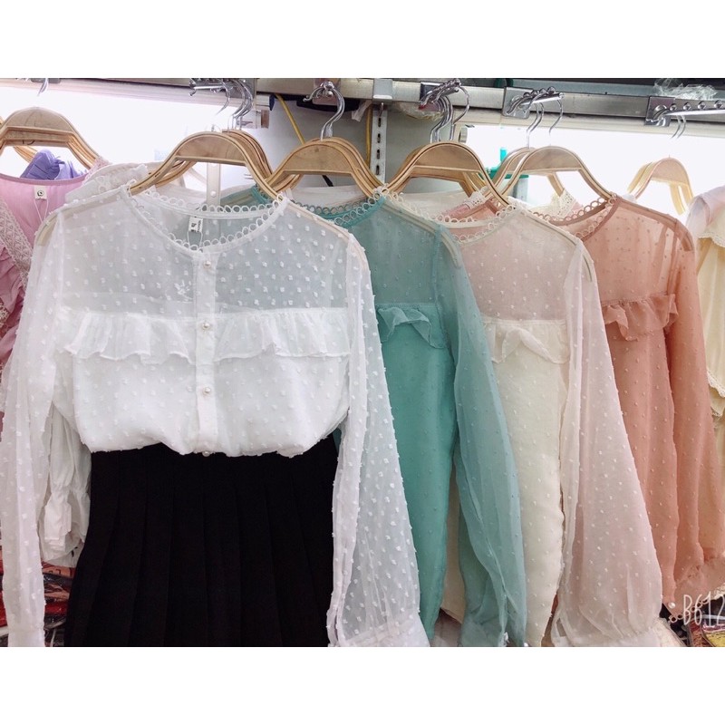 Áo Ren Tiểu Thư vintage Mẫu Mới Hàng 2 Lớp Ren Quảng Châu