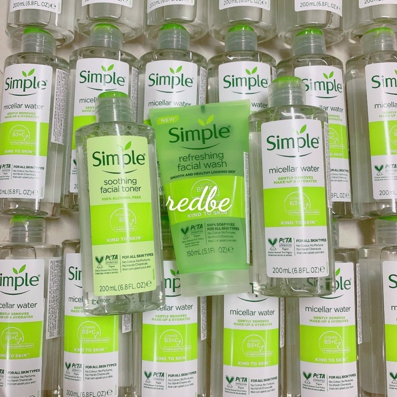 Simple Sữa rửa mặt Simple, Tẩy trang Simple, Toner Simple, Dưỡng ẩm Simple, mẫu mới, có tem phụ chính hãng - Derma Touch