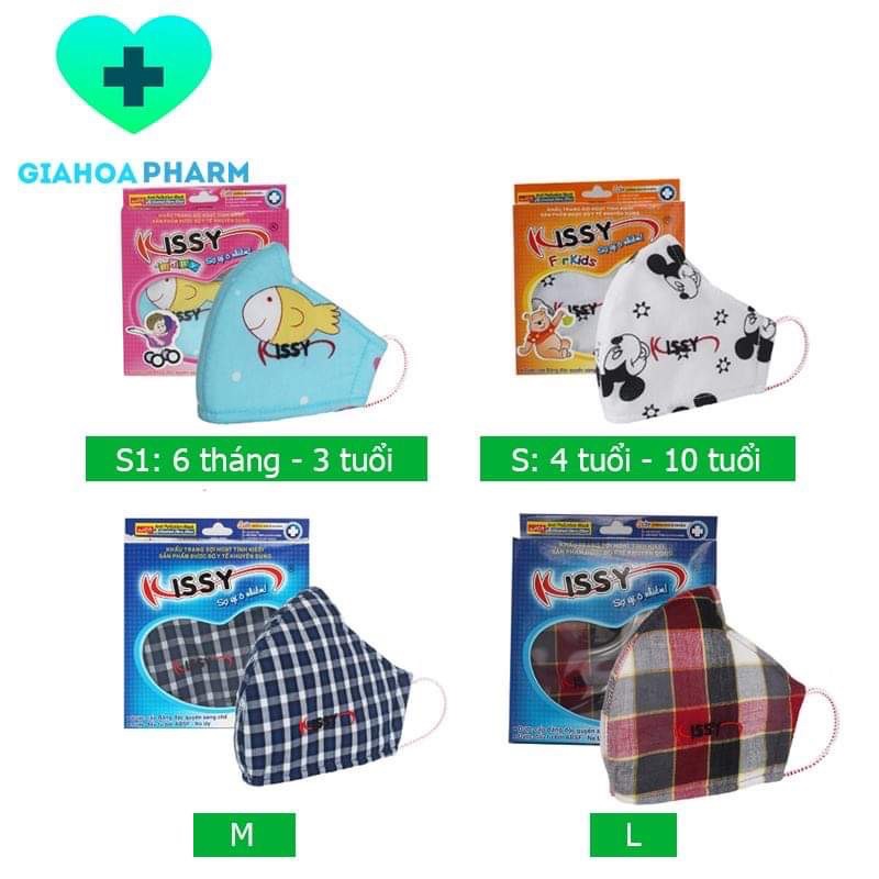 Khẩu trang sợi hoạt tính Kissy - Vải kháng khuẩn, ngăn khói bụi, khí độc ô nhiễm, cho người lớn, trẻ em