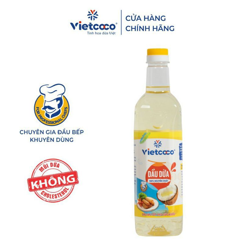 Dầu dừa nấu ăn Vietcoco chai 1 lít 100% nguyên chất