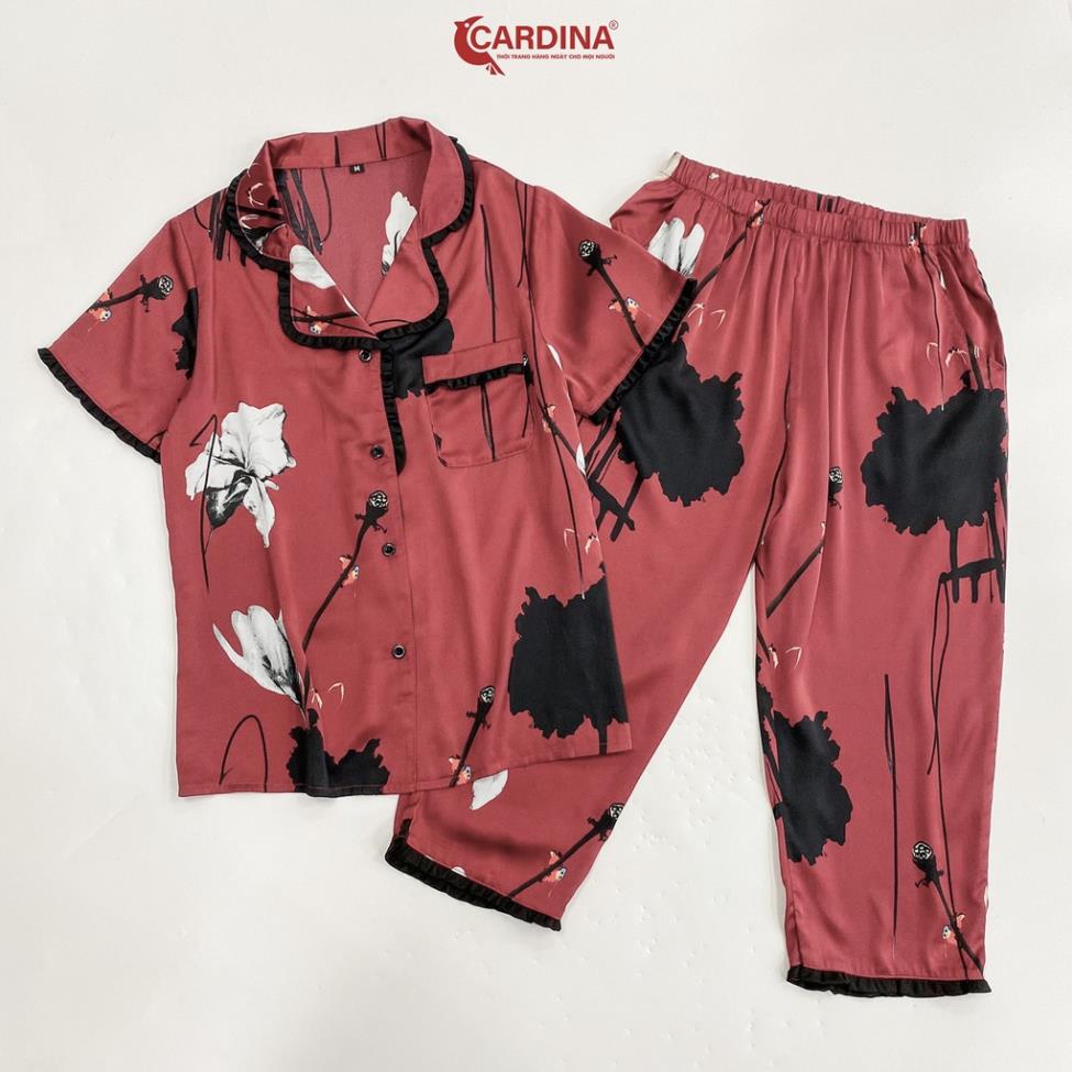 TY Đồ Bộ Nữ 𝐂𝐀𝐑𝐃𝐈𝐍𝐀 Pijama Bộ Mặc Nhà Chất Lụa Satin Nhật Cao Cấp Họa Tiết Tinh Tế 1Pi26