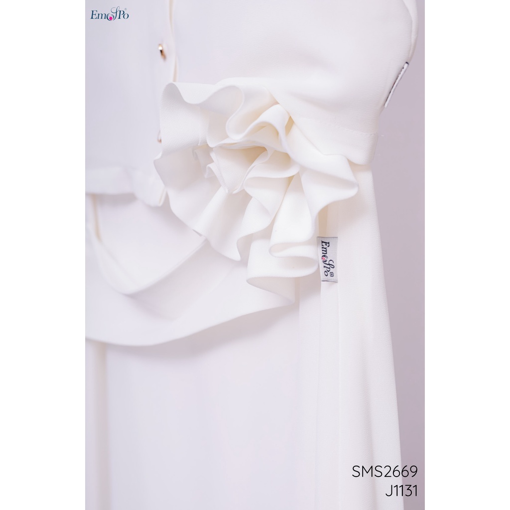 [ MÃ EMSALE giảm 10% tối đa 30K cho đơn 99K] Áo sơ mi cổ đức, dáng ngắn, tay sen Emspo SMS2669