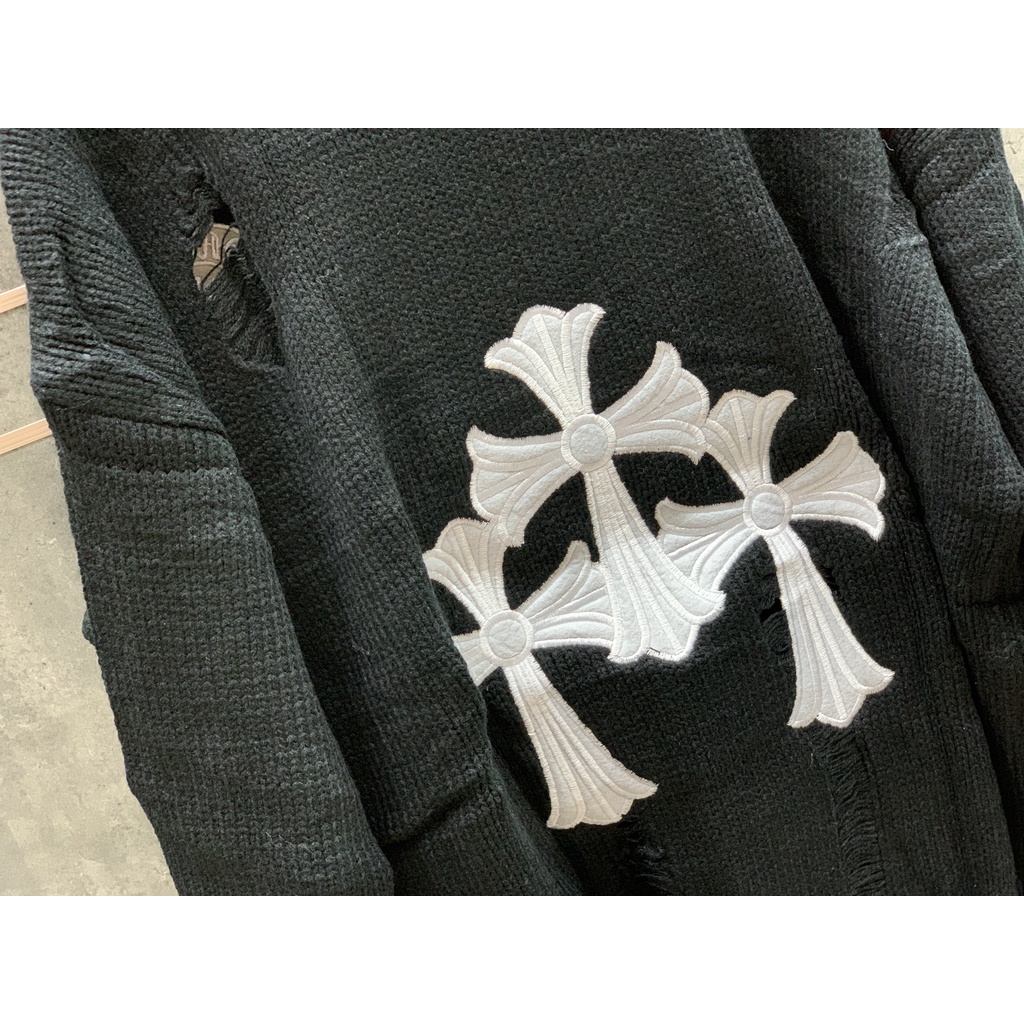 ÁO LEN RÁCH CHROME HEARTS HÀNG QUẢNG CHÂU CAO CẤP. ÁO LEN THỜI TRANG LUXURY SANG TRỌNG