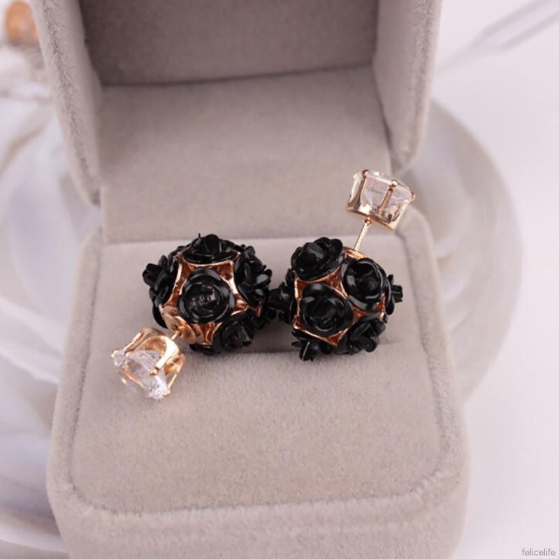 Khuyên tai hoa hồng thời trang cho nữ