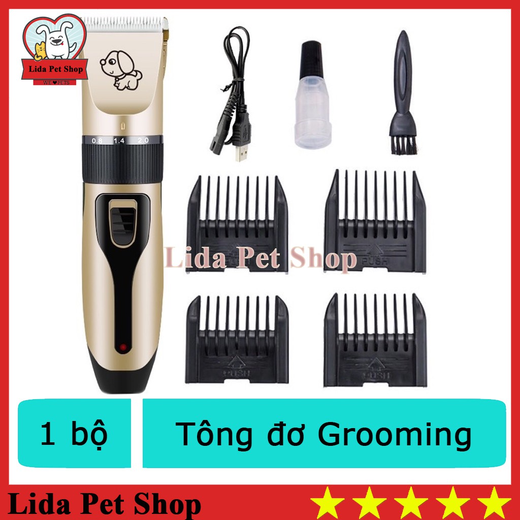 Tông đơ cắt lông chó mèo Grooming Full phụ kiện, tông đơ tỉa lông thú cưng nhập khẩu cao cấp - Lida Pet Shop