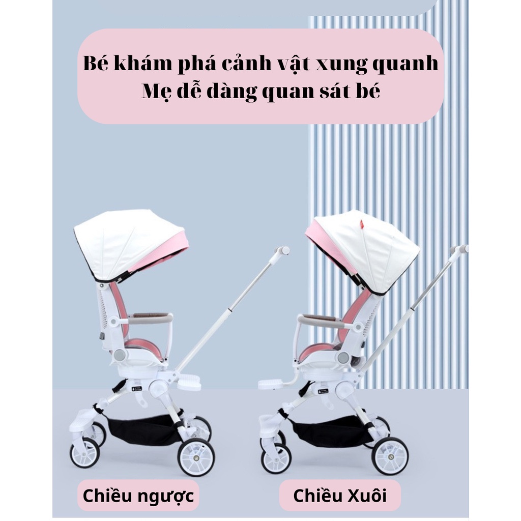 Xe đẩy Du lịch cho bé MommyKids Minh Chau , 2 chiều gấp gọn, ghế điều chỉnh tư thế nằm từ 0-5 tuổi