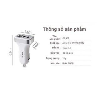 Tẩu Sạc Ô Tô Hoco Z32 cổng USB có đèn LEd