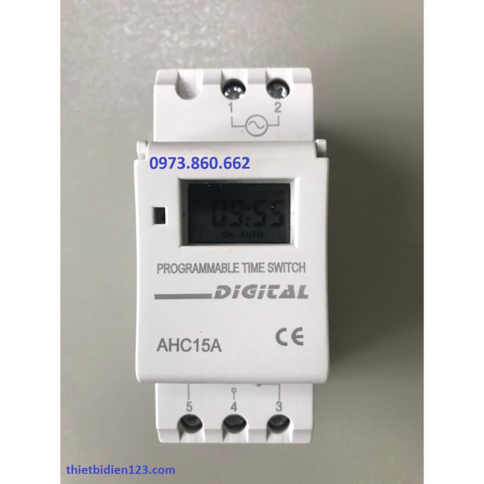 Hẹn giờ thời gian timer AHC 15A - Hẹn giờ điện tử cài thanh ray -TBĐ