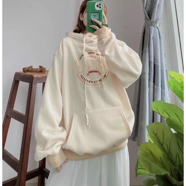 Áo khoác hoodie nỉ dáng rộng dày dặn Hình thật shop tự chụp