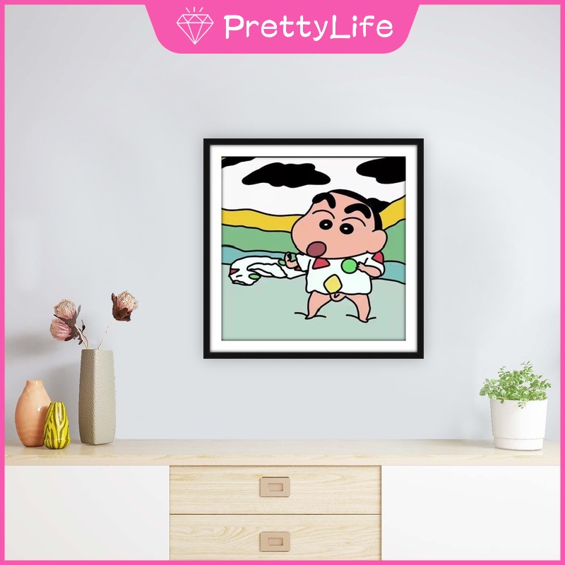 Bộ Tranh Đính Đá 5D Họa Tiết Hoạt Hình Cậu Bé Bút Chì Độc Đáo DIY Kích Thước 30x30CM