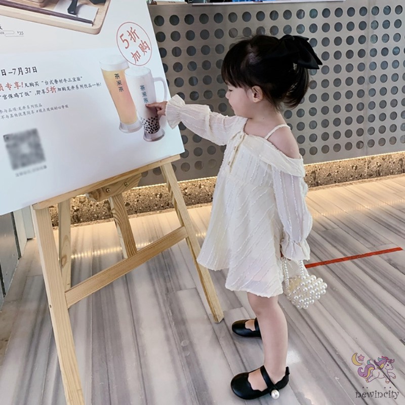 Đầm Trễ Vai Kiểu Hàn Quốc Thời Trang Mùa Thu Cho Bé Gái