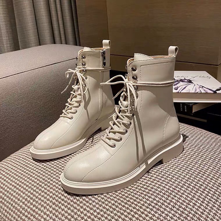 Giày Bốt Martins Nữ Boots Cao Cổ Da Mềm Đế Bằng Khóa Kéo Cạnh (Tặng Kèm Tất) GB01 | BigBuy360 - bigbuy360.vn