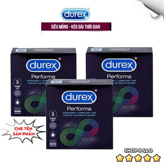 [Bộ 3 Hộp] Bao cao su Durex Performa Kéo Dài Thời Gian Yêu Phê (Hộp 3c) Giá Tốt, Hộp Nhỏ Gọn & Tiện Dụng