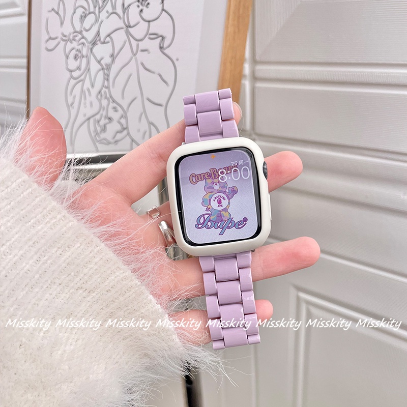 Dây Đeo Nhựa Acrylic Màu Kem Cho Đồng Hồ Thông Minh Apple Watch 41mm 45mm 44mm 40mm 7 6 5 4 3 2 1 42mm 38mm