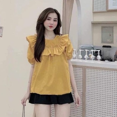 Áo bầu công sở xinh cổ đính nơ mùa hè rất mát chất Thô Đũi mềm Freesize 65kg