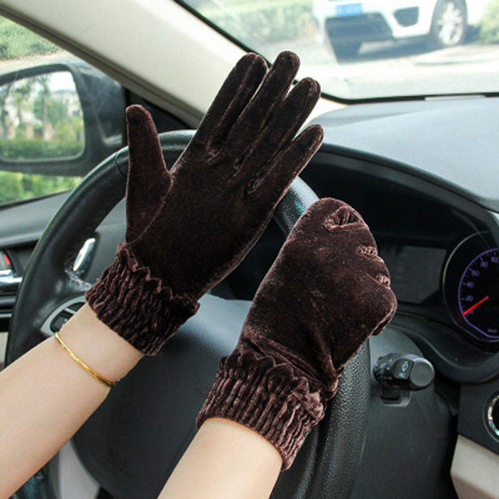 Găng tay nhung chất nhung mềm mại co giãn tùy chọn màu sắc tiện dụng