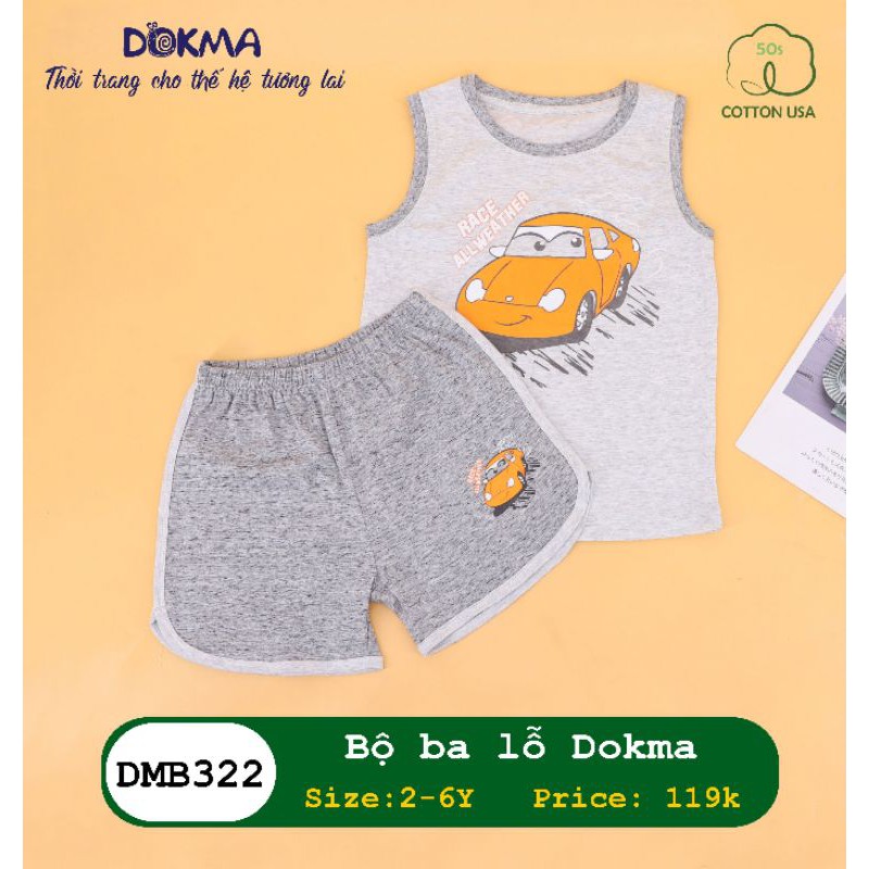 [Dokma] Bộ ba lỗ (sát nách) thể thao chất mát-đẹp (Sz 2-6y)