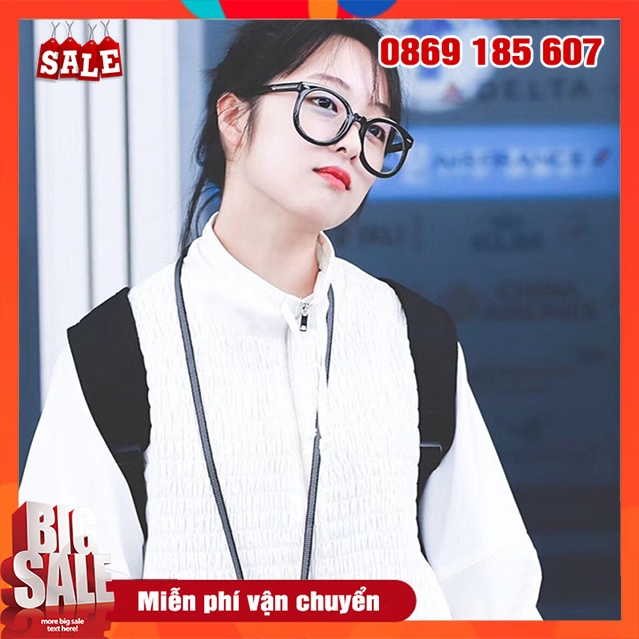 Mắt Kính Nữ Thời Trang Nam Nữ Giả Cận Gọng Tròn, Mắt Kính Không Độ Chống Tia UV Bảo Vệ Đôi Mắt