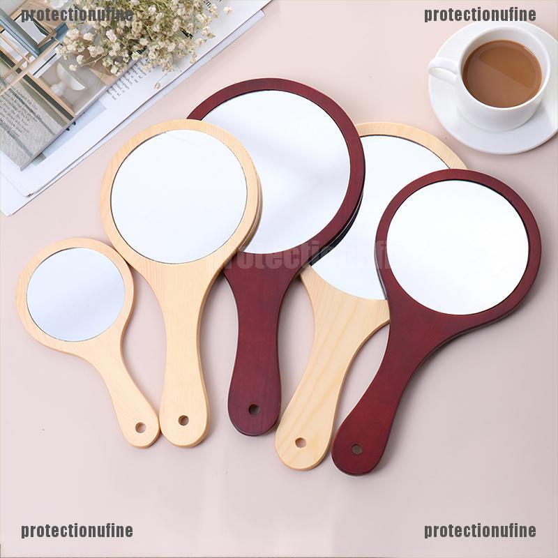 [Bảo Vệ tinh tế♥Gương Trang Điểm Hình Tròn Bằng Gỗ Phong Cách Vintage