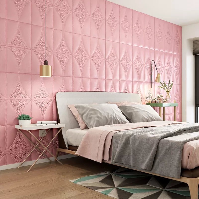 Miếng Xốp Dán Tường Cách Âm Chống Nước 3D Kích Thước 70*70cm Trang Trí Phòng Khách/Phòng Ngủ