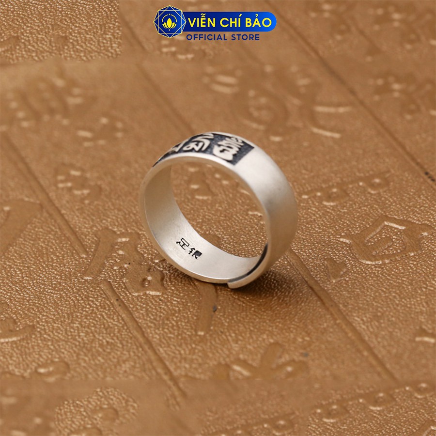 Nhẫn bạc nữ Lục tự chân ngôn bình an chất liệu bạc Thái 925 free-size thời trang phụ kiện trang sức Viễn Chí Bảo N000515