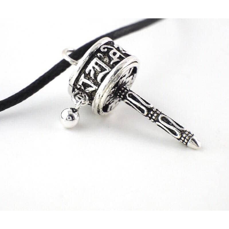 Mặt dây kinh luân khắc tâm chú Om mani padme hum bạc 925