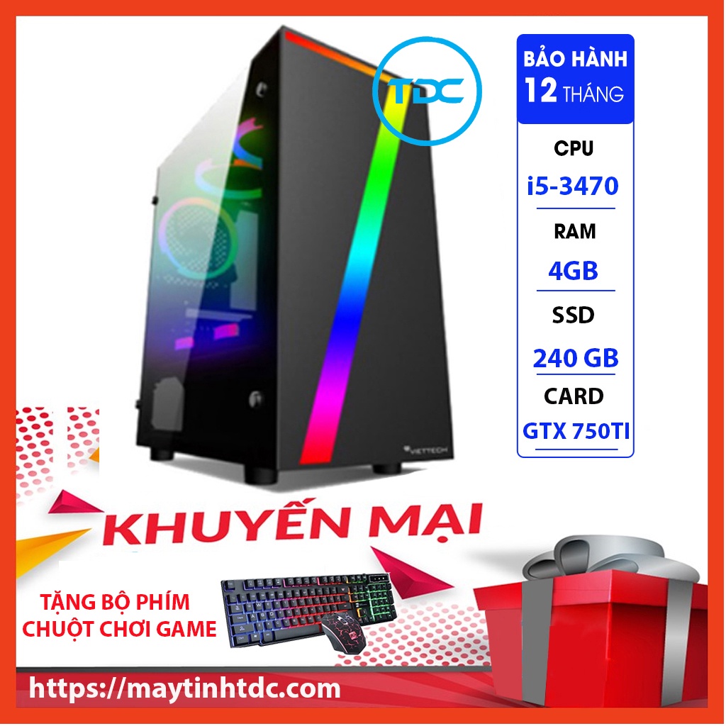 MAX PC GAMING X7 CPU Core i5-3470 Ram 4GB SSD 240GB GTX 750TI Chơi PUBG,LOL,CF,Fifa4,Đế chế Tặng Bộ Phím Chuột Game