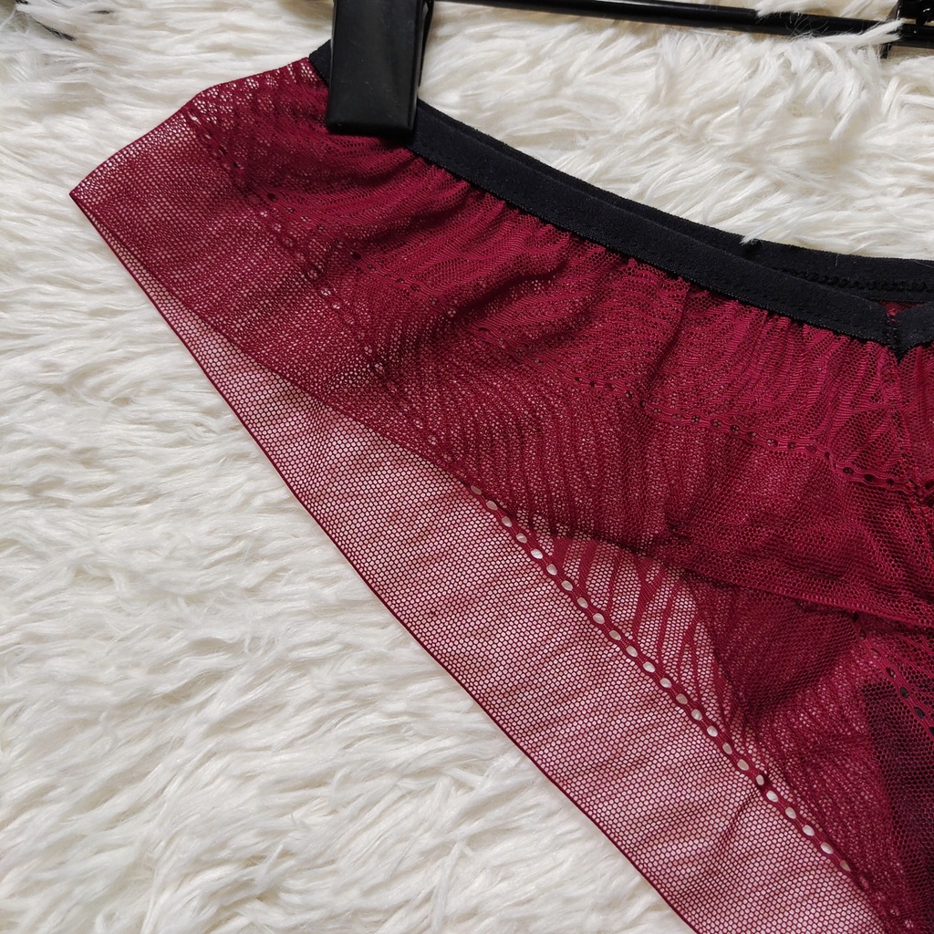 Set Bra - Bralette voan sexy không gọng, mút mỏng - Màu đỏ đô - NY31 | BigBuy360 - bigbuy360.vn